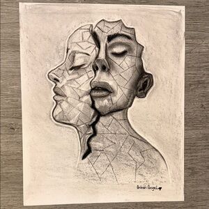 Abstract Dual Faces Art Print